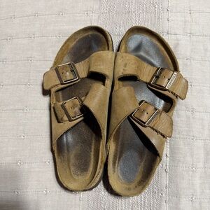 Birkenstock Arizona Double Strap Sandals - Tan/Brown Suede